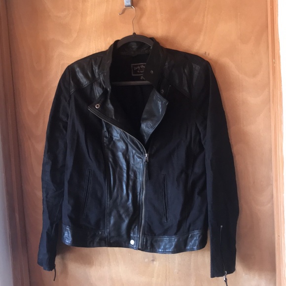 Lucky Brand Mix Hybrid Canvas Leather Jacket Size Medium - Picture 5 of 7